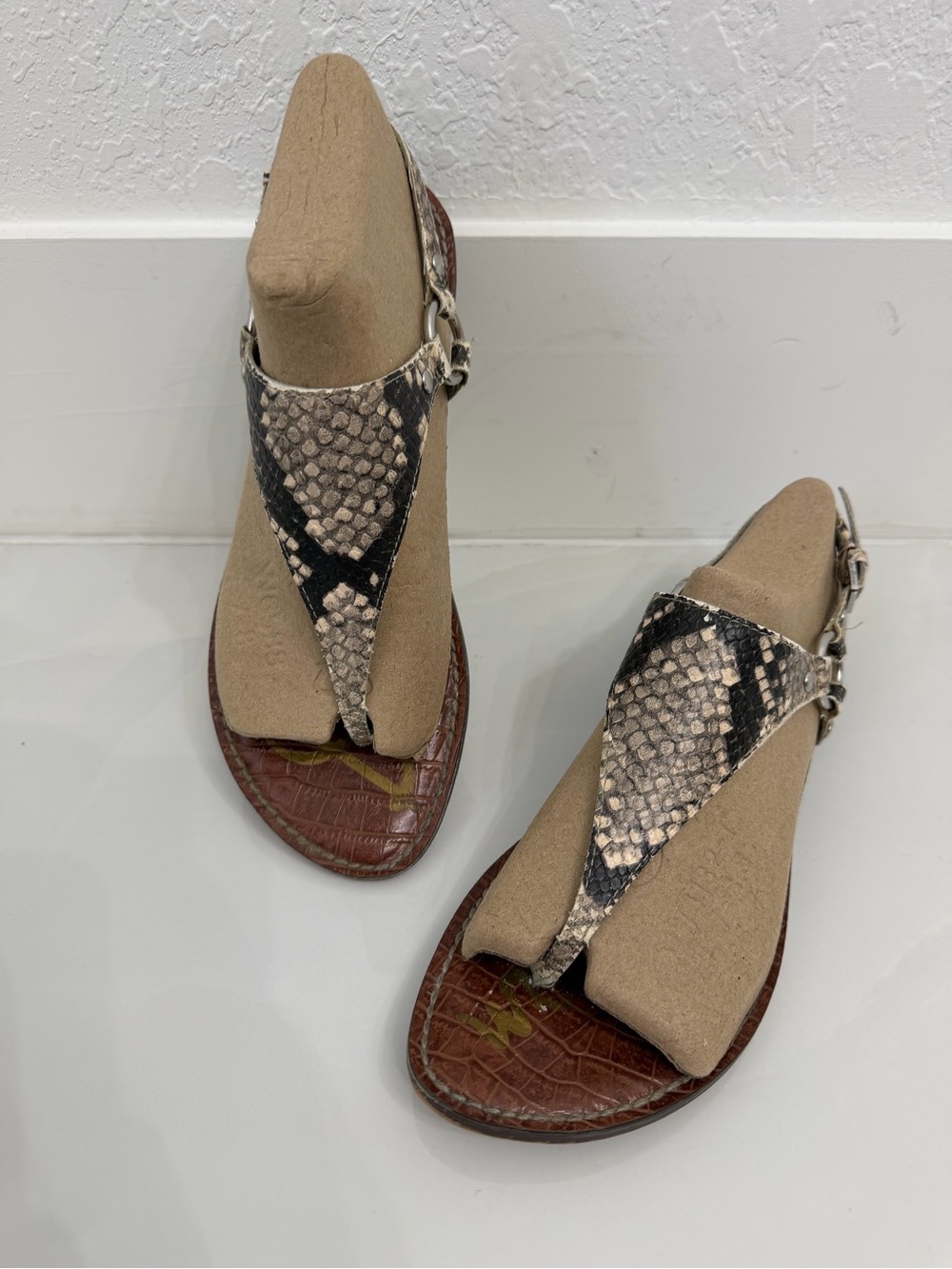 Sam Edelman Greta Natural Snake Print Sandal Size 8.5